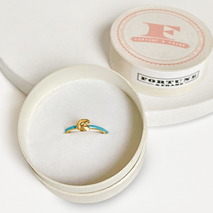 Fortune Cookie Ring (Aquamarine) - Gold